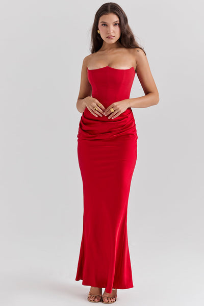 Lila - Satin Dress with Hourglass Shape Silhouette