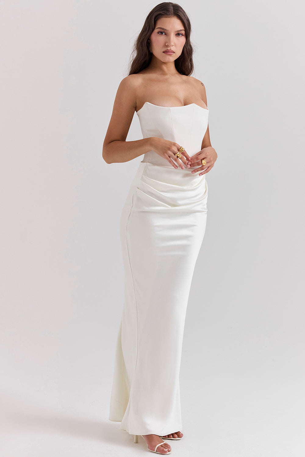 Lila - Satin Dress with Hourglass Shape Silhouette