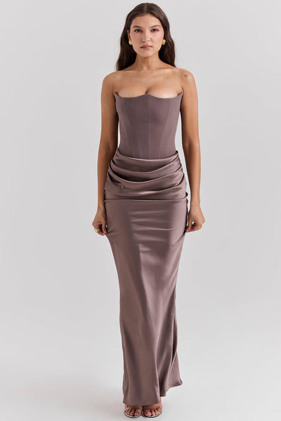 Lila - Satin Dress with Hourglass Shape Silhouette