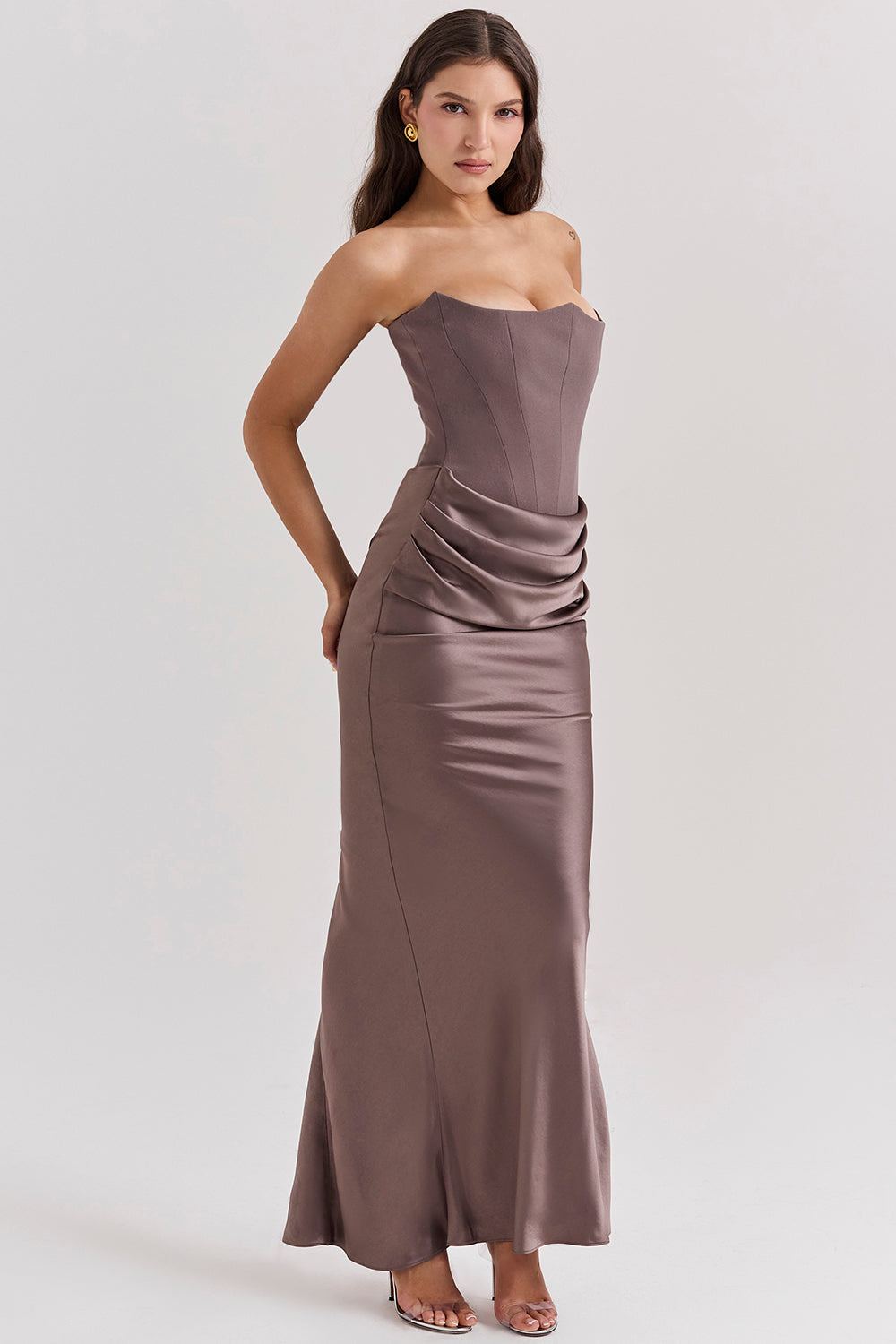 Lila - Satin Dress with Hourglass Shape Silhouette
