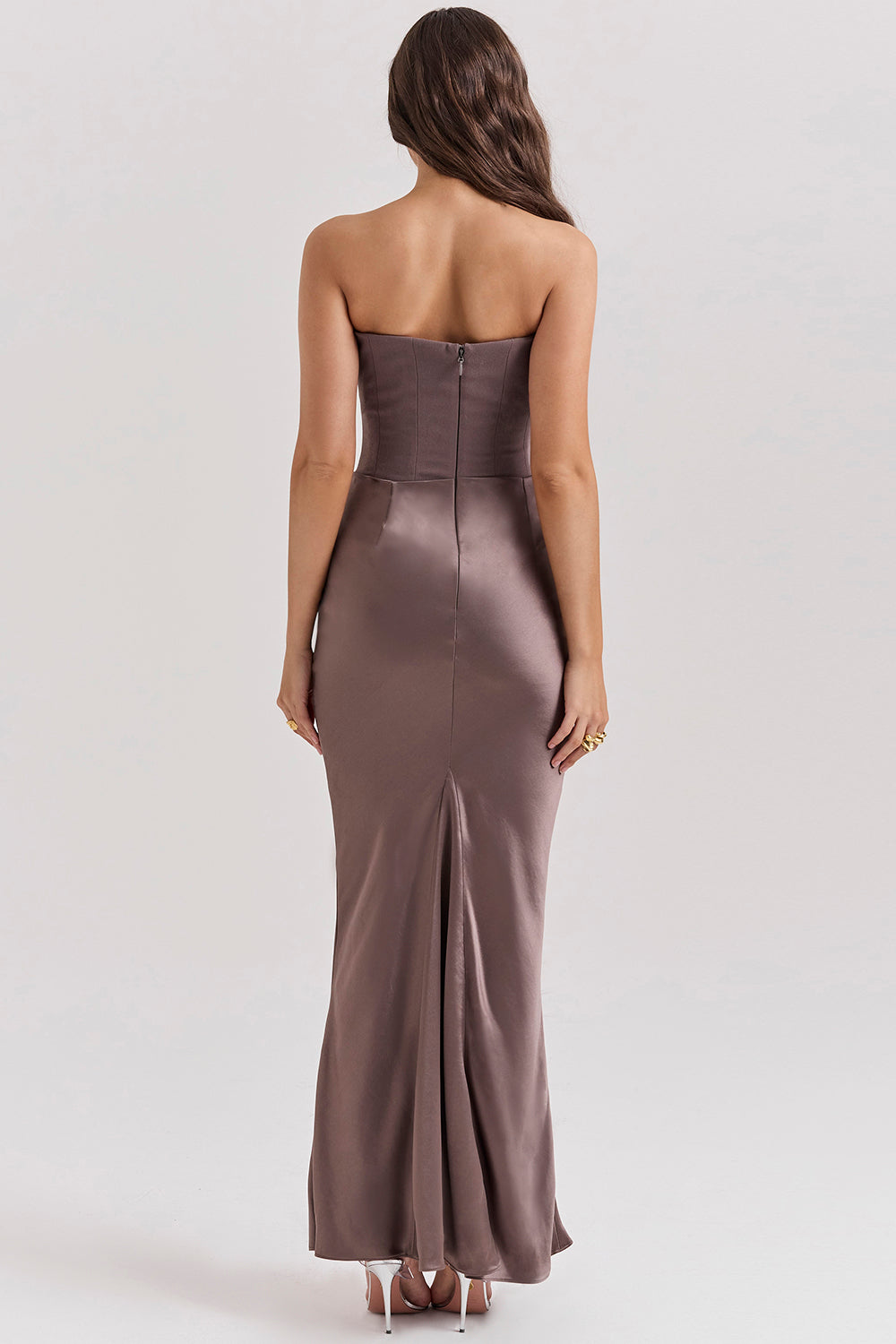Lila - Satin Dress with Hourglass Shape Silhouette