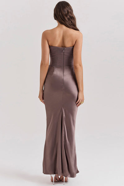 Lila - Satin Dress with Hourglass Shape Silhouette