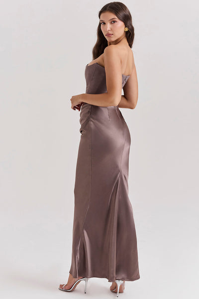 Lila - Satin Dress with Hourglass Shape Silhouette