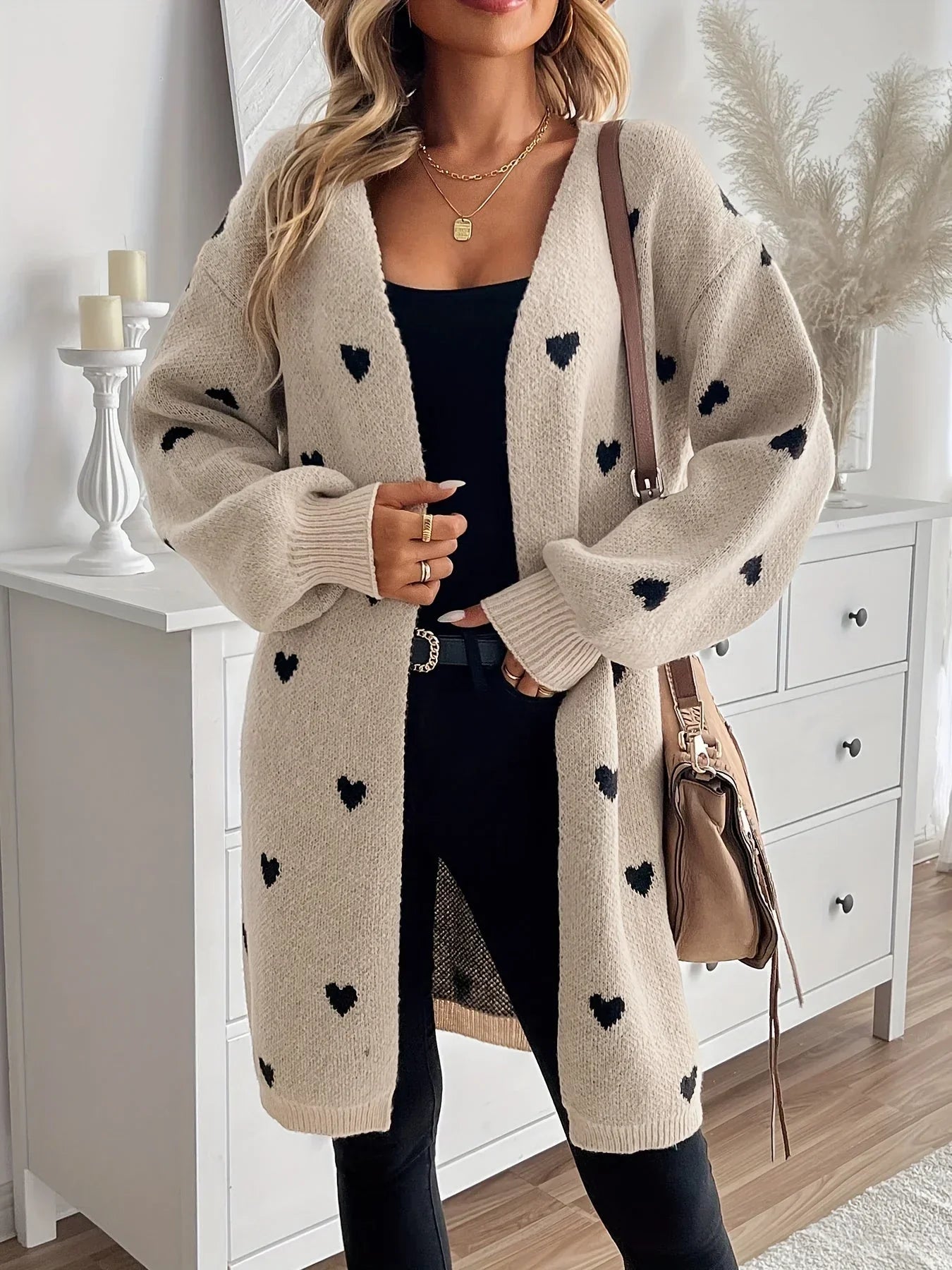 Ria - Heart Print Cardigan