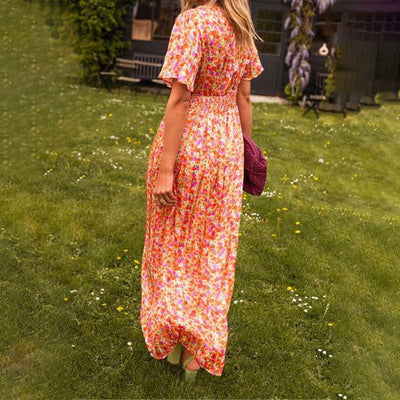 Sara - Floral Maxi Dress with Ruffled Sleeves