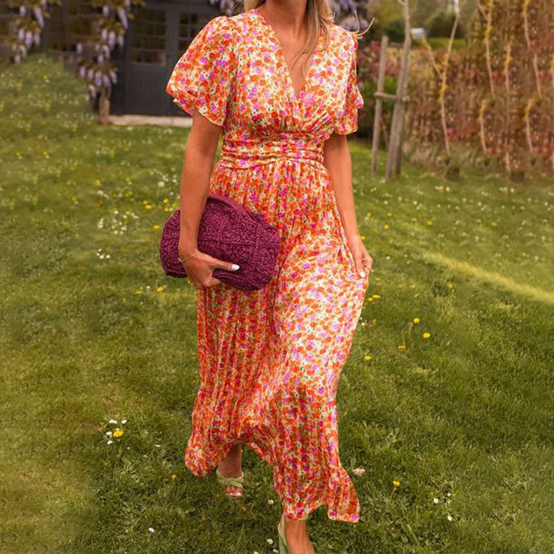 Sara - Floral Maxi Dress with Ruffled Sleeves