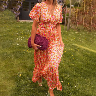 Sara - Floral Maxi Dress with Ruffled Sleeves